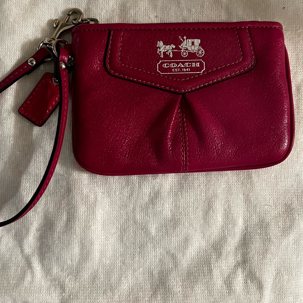 Coach Fuchsia Leather Wristlet